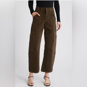 Citizens of Humanity Marcelle Corduroy Barrel Cargos in Costes/dark green